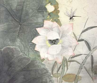 石迎晓 荷花 镜心